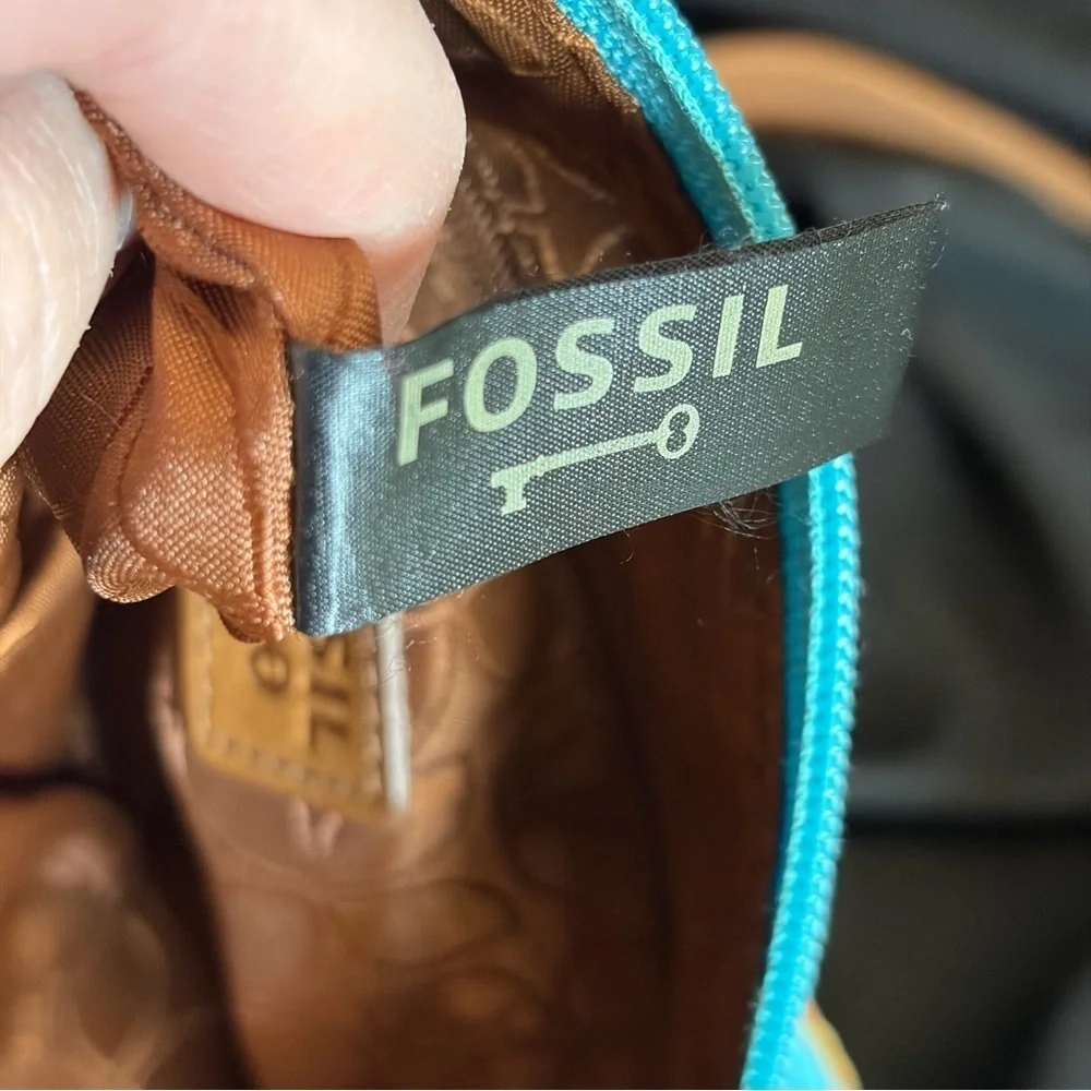 Fossil Colorful Geometric Print Canvas & Leather Crossbody Bag